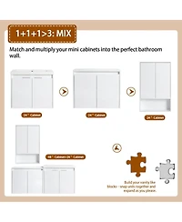 Sillysis 47 Inch Modern Wall Mounted Bathroom Vanity with Resin Sink, Soft Close Doors, Water-Resistant Double Cabinet Storage