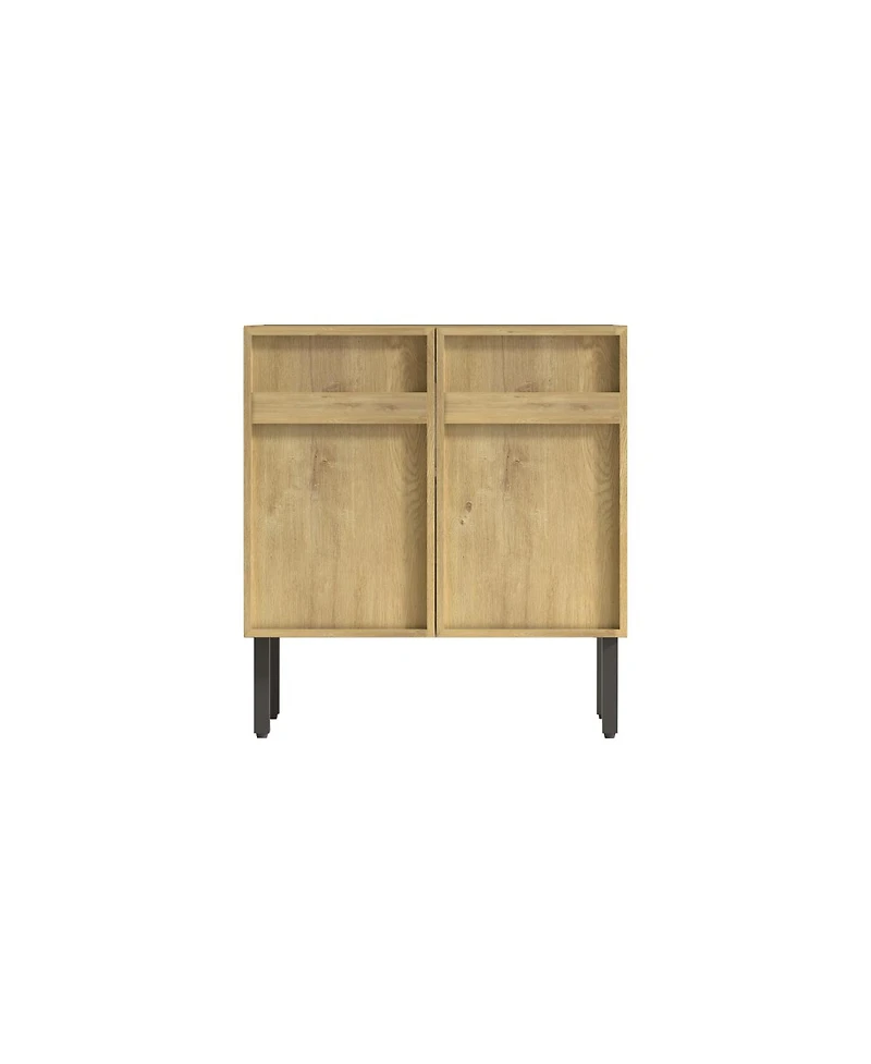 Sillysis 30 Inch Freestanding Bathroom Vanity with Ceramic Sink, 3D Texture Panels, Modern Mdf Cabinet for Small Spaces