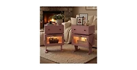 Lucky One 20.7"W Led Nightstand w/ 360 Degree Rotating Drawer Robot Design