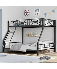 gaomon Metal Bunk Bed Twin Over Full, Modern Heavy Duty Bunkbeds with Safety Guard Rails and Space-Saving Design, Steel Beds for School