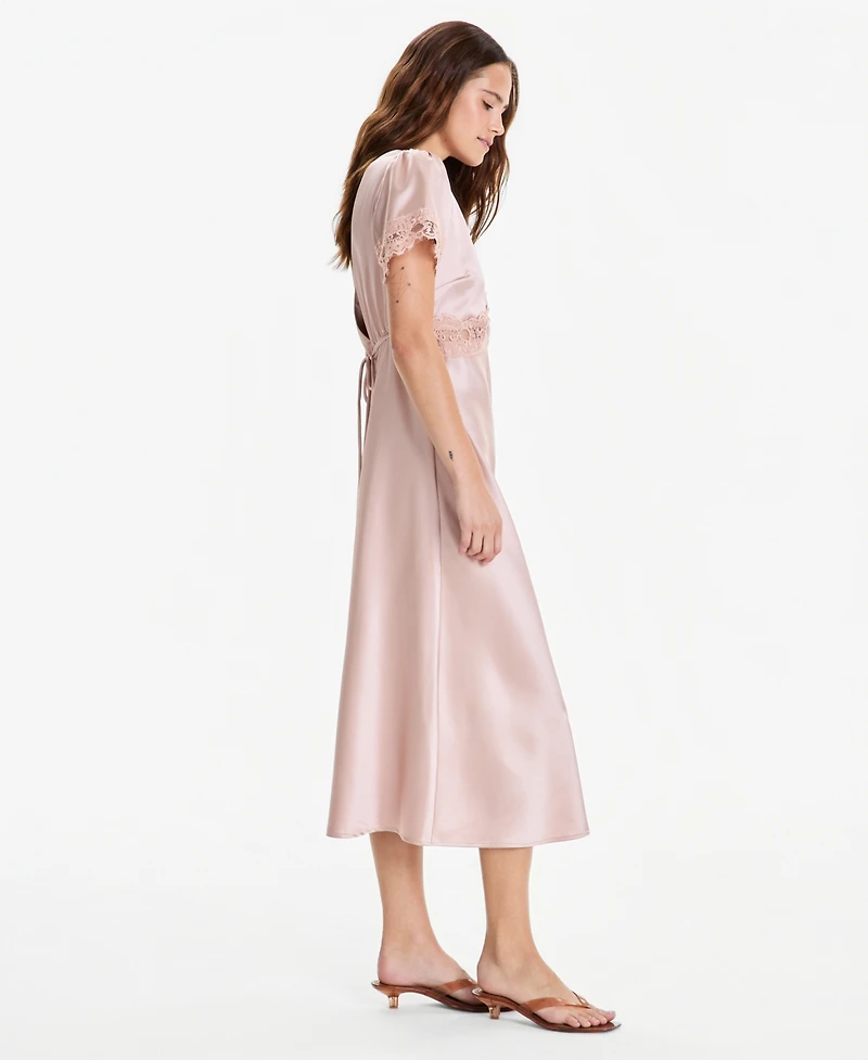 And Now This Women's Satin Lace-Trim Midi Dress, Macy's Exclusive