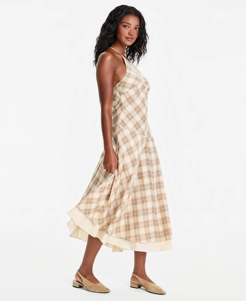 And Now This Women's Cotton Plaid Cami-Strap Asymmetric Dress, Macy's Exclusive