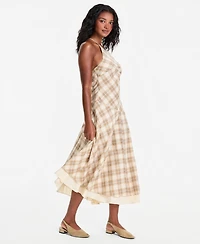 And Now This Women's Cotton Plaid Cami-Strap Asymmetric Dress, Macy's Exclusive