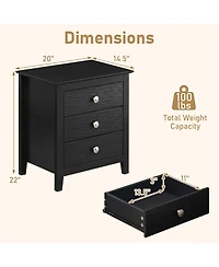 Slickblue 3 Drawer Farmhouse Nightstand with Wood Grain Finish and Storage Drawers