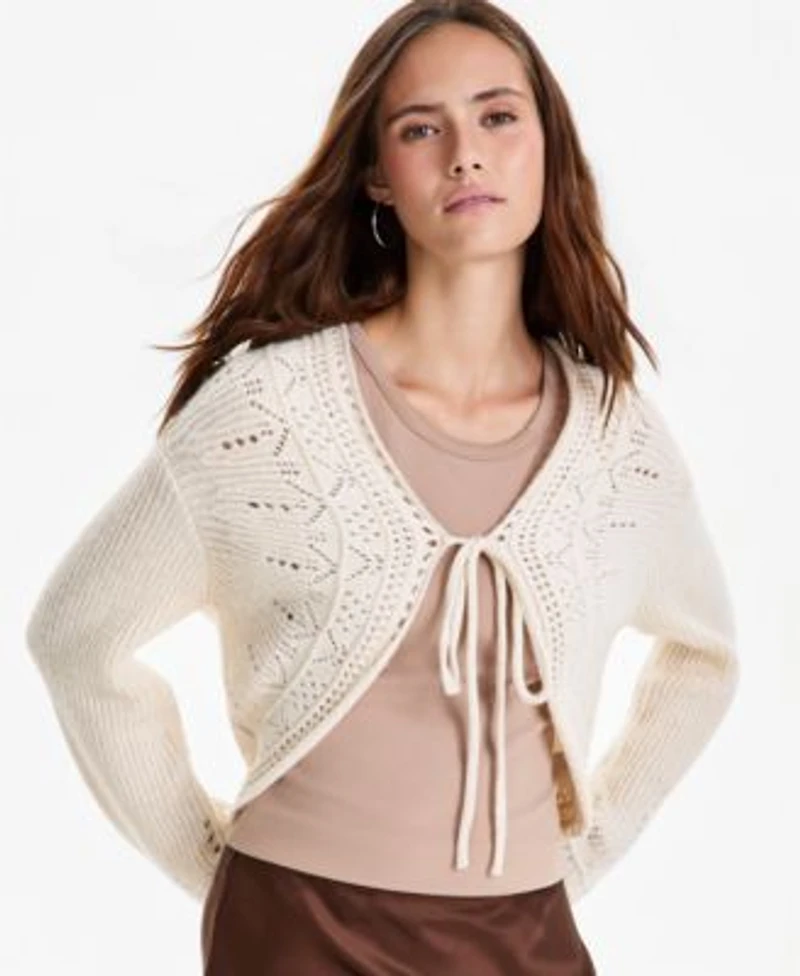 Now This Womens Long Sleeve Tie Front Cardigan Macys Exclusive