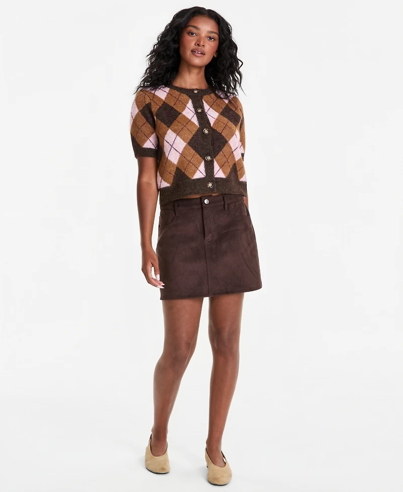 And Now This Women's Plaid Short-Sleeve Button-Front Cardigan, Macy's Exclusive