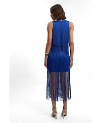 Karen Millen Women's Fringe Bandage V-Neck Midi Dress