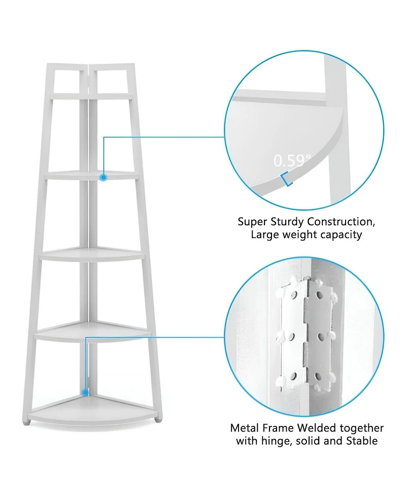Slickblue 70" Corner Shelf, 5 Tier Corner Storage Rack Ladder Bookcase