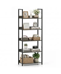 Slickblue Modern 5-Tier Wooden Bookshelf with Open Shelves and Back