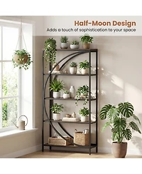 Slickblue Modern 5-Tier Half-Moon Bookcase for Living Room Decor