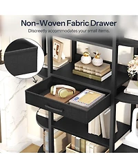 Slickblue Tall Bookcase with 12 Open Shelves and Fabric Storage Drawer