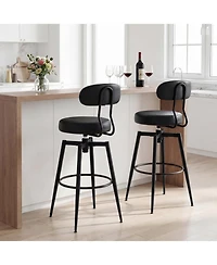 Slickblue Set of 2 Bar Stools Swivel Design with Faux Leather Cushion Seating
