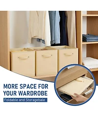 homfan 6-Pack Foldable Fabric Storage Bins with Faux Leather Handles, Cube Organizer Baskets for Shelves and Closet