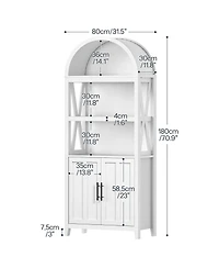 Slickblue Modern Farmhouse 5-Tier Bookcase with Arched Design and Display Shelves
