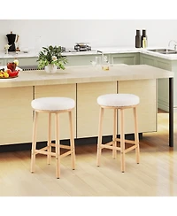 Slickblue Set of 2 Upholstered Bar Stools 27 Inch with Boucle Fabric Seating