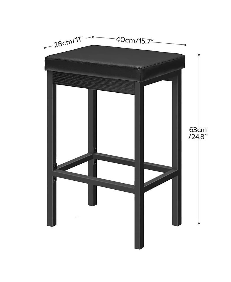 Slickblue Counter Height Bar Stools 2 Piece with Thick Padded Seat and Metal Base