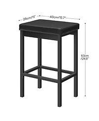 Slickblue Counter Height Bar Stools 2 Piece with Thick Padded Seat and Metal Base