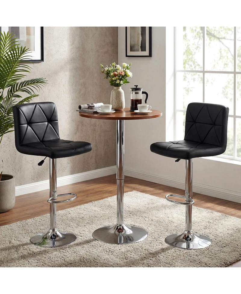 Slickblue Adjustable Height Bar Stools Set of 2 with Swivel and Back Support