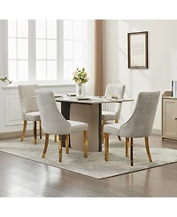 Clihome Rayon Cloth Flocking Chenille Dining Chairs Channel Kitchen Dinner Chair Comfy Fabric Upholstered