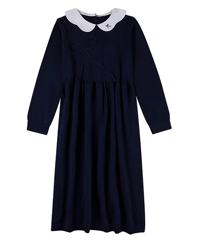 MeMoi Big Girls 100% Cotton 6-12 Maxi Dress with Scalloped Pop Collar and Bow Accents