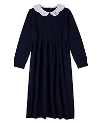 MeMoi Big Girls 100% Cotton 6-12 Maxi Dress with Scalloped Pop Collar and Bow Accents