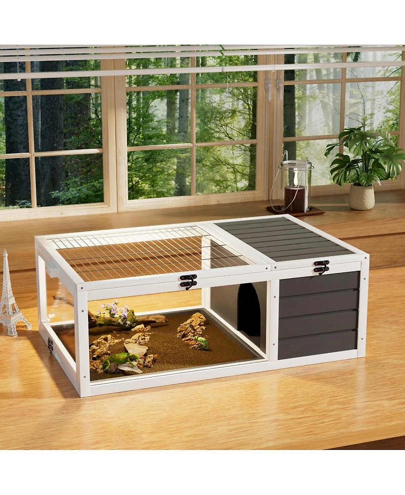 Streamdale Furniture 39.5'' Wood Tortoise House Indoor Habitat for Reptiles and Small Animals