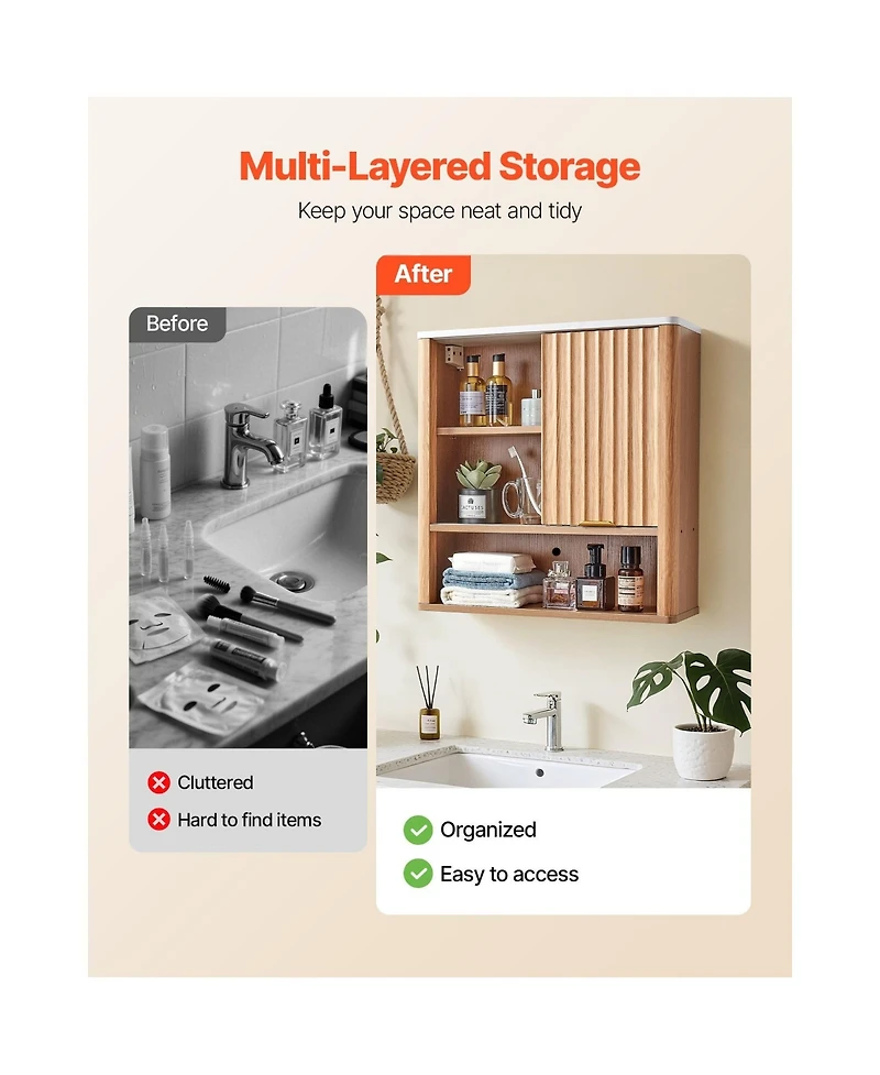 Phying Wall Mounted Bathroom Cabinet Over Toilet Storage Medicine Cabinet Multifunctional Hanging Organizer for Home Storage