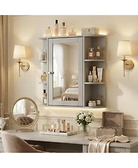 Phying Bathroom Wall Storage Cabinet with Mirror, Medicine Cabinet with Adjustable Wood Shelf and Doors, Mounted Storage Cabinets