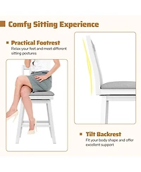 Gymax Set of 2 25'' Swivel Counter Height Chairs with Upholstered Seat Rubber Wood Frame