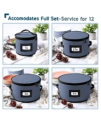 StorageBud Fine China Storage Containers Hard Shell, 4 Piece Dish Storage Containers