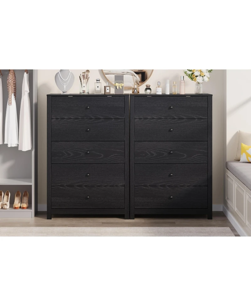 homfan Modern 5 Drawer Dresser - Chest of Drawers with Deep for Bedroom, Living Room, Hallway