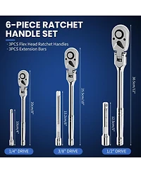 Xdovet Flex Head Ratchet Set 1/4 3/8 1/2 Drive 72-Tooth Swivel Quick-Release Extension Eva Case