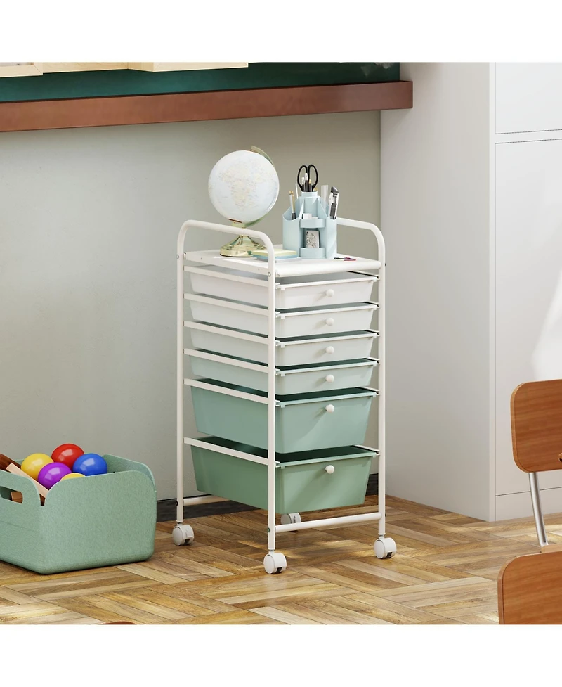 Slickblue 6 Drawer Rolling Storage Cart Multifunctional Organizer for Home Use