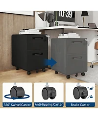 gaomon Metal Mobile File Cabinet with Lock, 2 Drawer Vertical Rolling Filing Cabinet, Under Desk Storage for Home Office Study Room