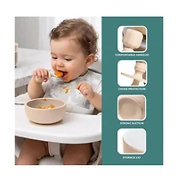 Sperric Silicone Baby Feeding Set, Suction Bowls with Lids, 4-Pack Led Weaning Spoon , and Fruit Feeders