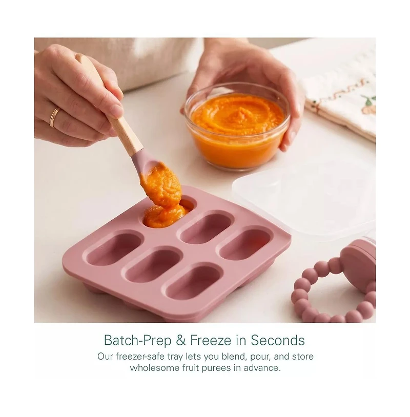Sperric Baby Teething Popsicle Set, Baby Ice-Popsicle Mold Silicone Baby Fruit Feeders with Freezer Tray, Bpa-Free, Dishwasher Safe, Freezer Safe
