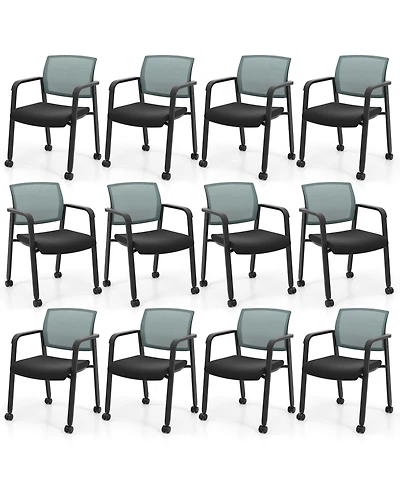 Gymax Piece Conference Chairs Stackable Office Guest Mesh Chair Waiting Room Wheels
