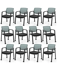 Gymax Piece Conference Chairs Stackable Office Guest Mesh Chair Waiting Room Wheels