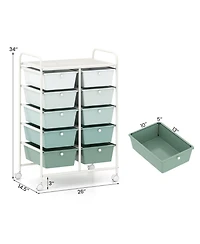 Slickblue Rolling Storage Organizer Cart with 10 Drawers