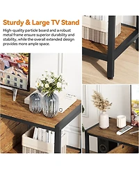 homfan Double Door Tv Cabinet with Metal Accents, 58 Inch Media Console Storage for Living Room Entertainment