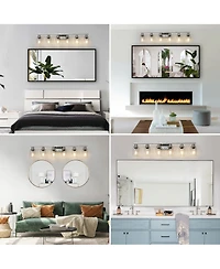 Midola 37" Modern 6-Light Bathroom Vanity Light Fixture - Brushed Nickel Finish with Clear Glass Shades, Perfect for Bathroom and Dressing Area