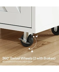 Slickblue Wooden Filing Cabinet with Charging Station and Side Pull Drawer Design