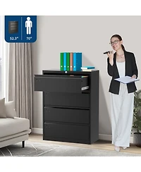 homfan 4-Drawer Lateral File Cabinet Heavy Duty Steel Filing Storage for Office and Home Lockable, Fits Legal/Letter/A4 Documents