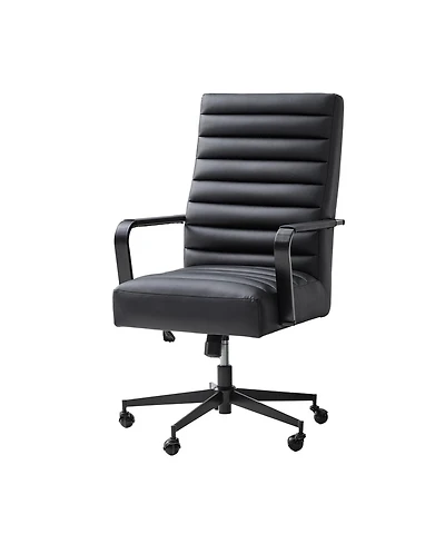 Hulala Home Anagrace Martha Modern Industrial Simple Assemble Faux Leather Swivel Tilting Office Chair with High Back