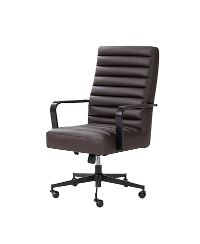 Hulala Home Anagrace Martha Modern Industrial Simple Assemble Faux Leather Swivel Tilting Office Chair with High Back