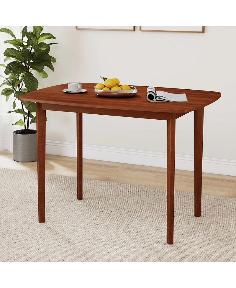 Gymax 43 Inch Rectangular Wooden Dining Table for 2 to 4 People with Rubber Wood Legs