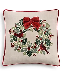 Charter Club Cardinal Wreath Decorative Pillow, 18" x 18", Macy's Exclusive