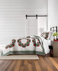 Charter Club Wreath Artisan Quilted 3-Piece Quilt Set, Full/Queen, Macy's Exclusive