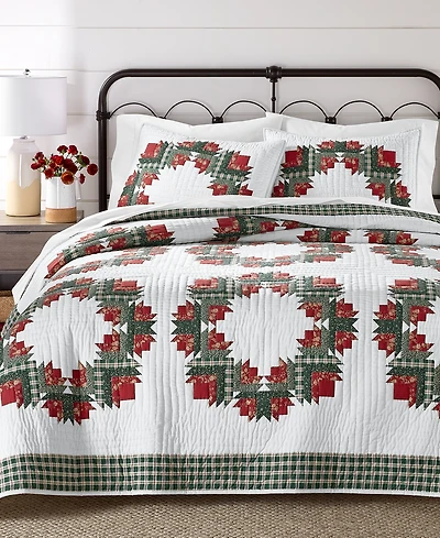 Charter Club Wreath Artisan Quilted 3-Piece Quilt Set, King, Macy's Exclusive