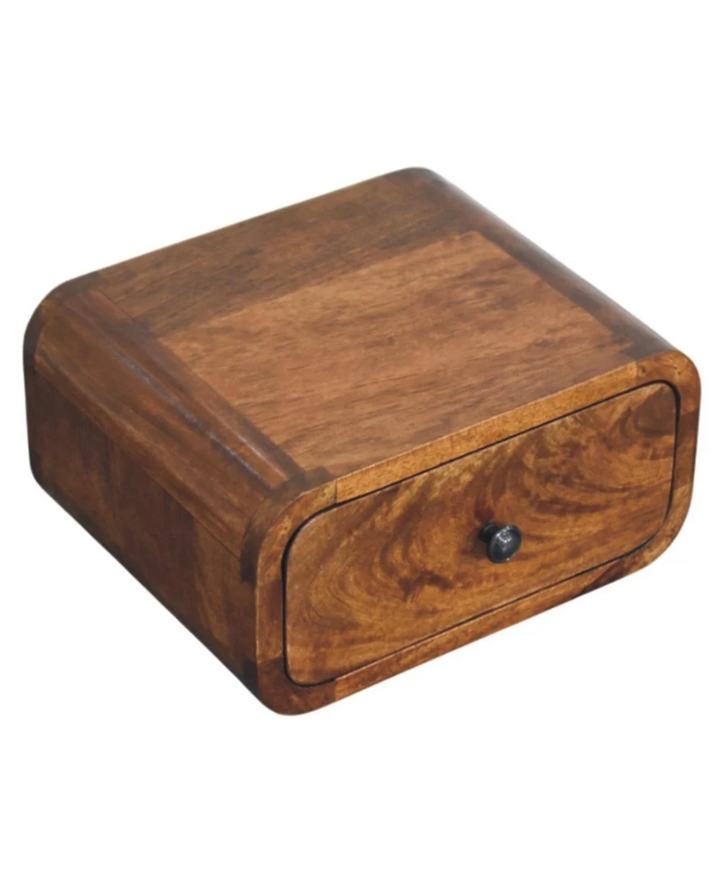 HomeRoots 12" Chestnut Solid Wood One Drawer Floating Nightstand